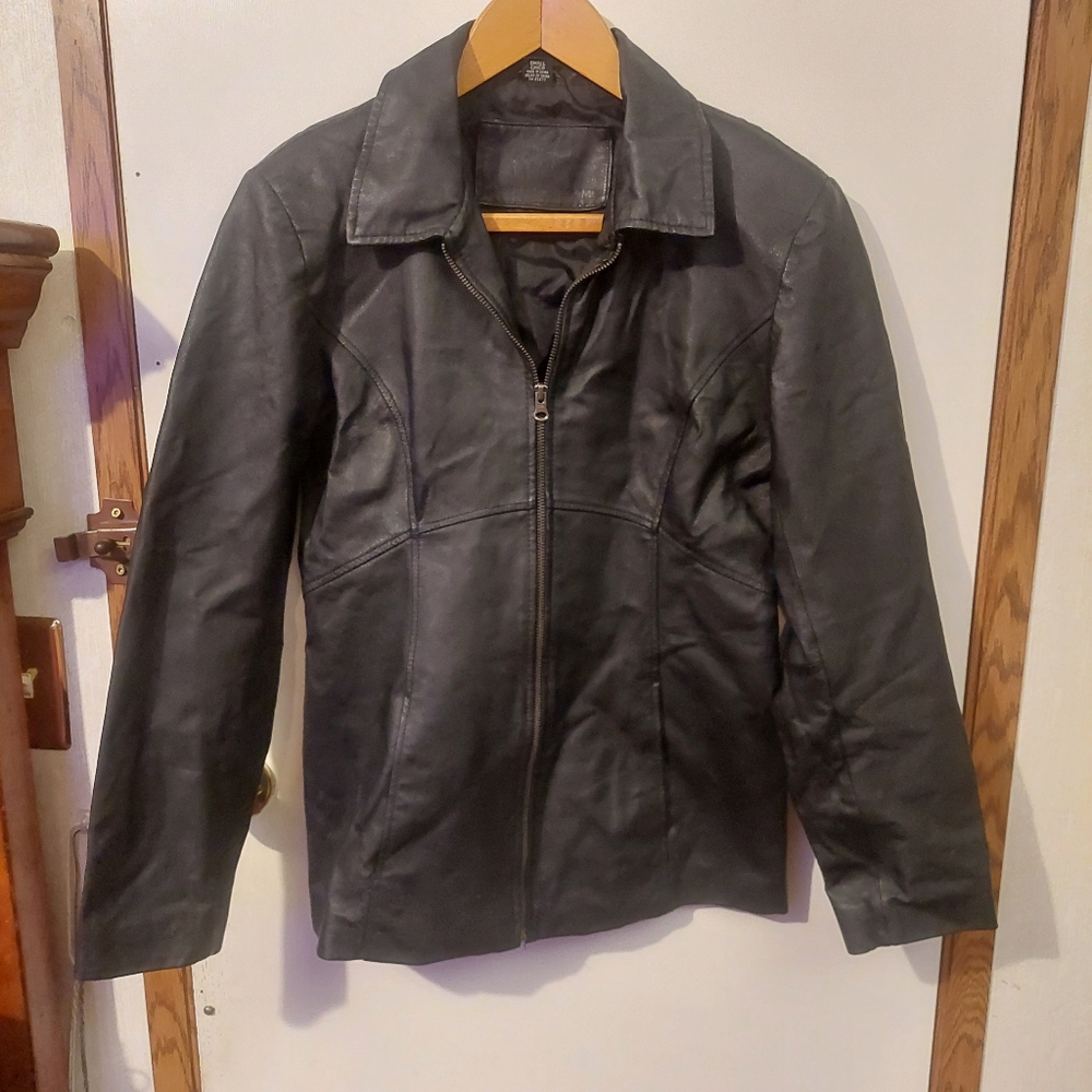 Jacqueline Ferrar Black Leather Jacket Size Small